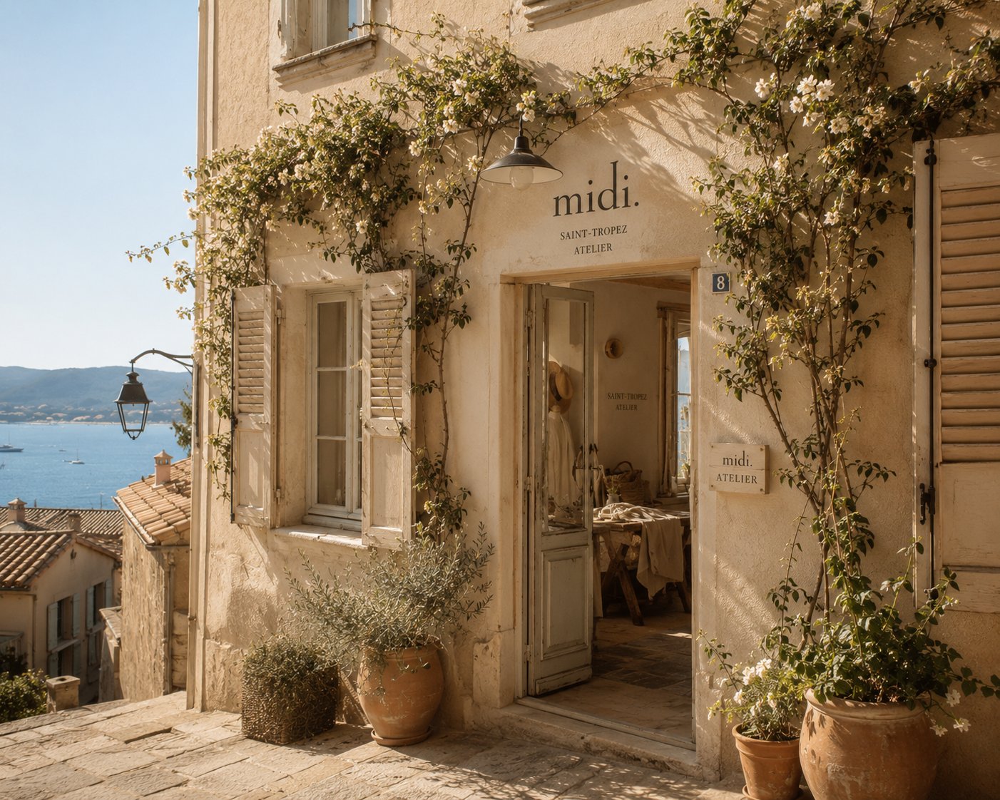 Façade de l'atelier midi. dans le Golfe de Saint-Tropez